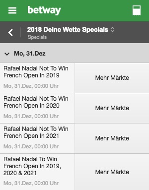 Betway Nadal Spezialwette