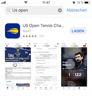 US Open Applikation