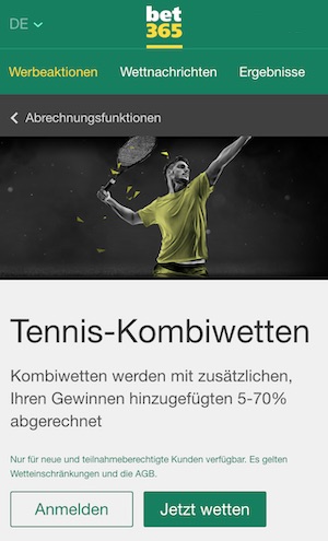 bet365 Tennis Kombi Bonus Anmeldung